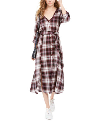 Vestido longo xadrez American Rag Juniors, tamanho grande, vermelho
