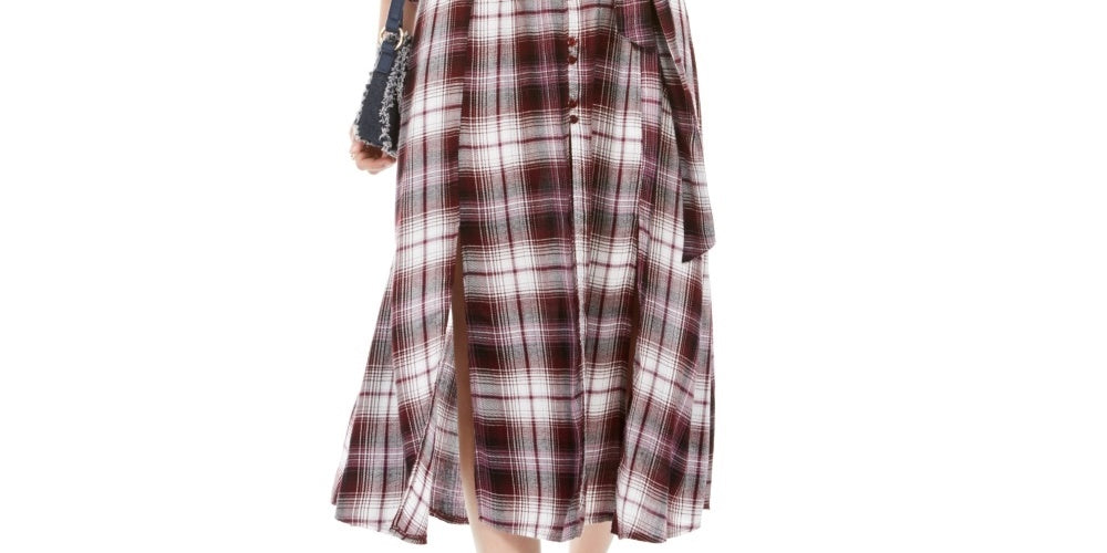 Vestido longo xadrez American Rag Juniors, tamanho grande, vermelho