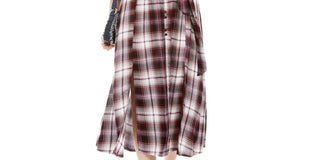 Vestido longo xadrez American Rag Juniors, tamanho grande, vermelho