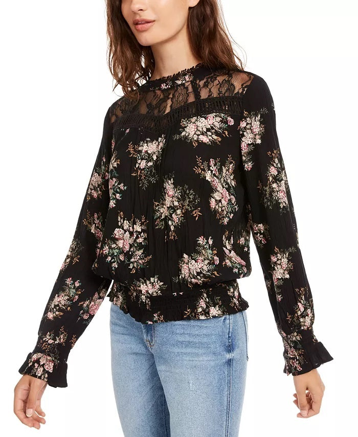Blusa com babados e acabamento em renda da American Rag Juniors, tamanho médio, branca