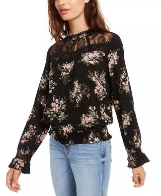 Blusa com babados e acabamento em renda da American Rag Juniors, tamanho médio, branca