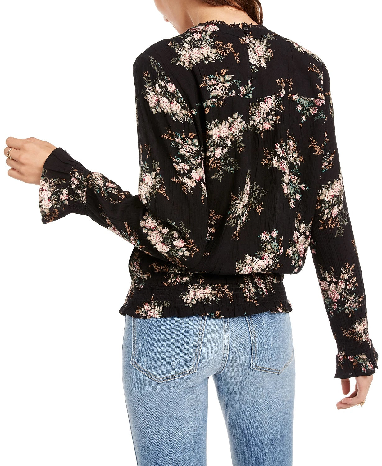 Blusa com babados e acabamento em renda da American Rag Juniors, tamanho médio, branca