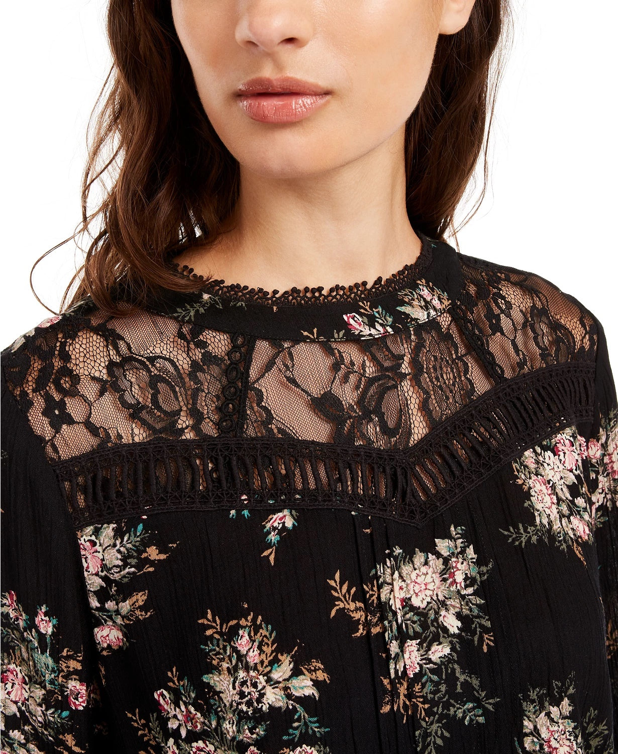 Blusa com babados e acabamento em renda da American Rag Juniors, tamanho médio, branca
