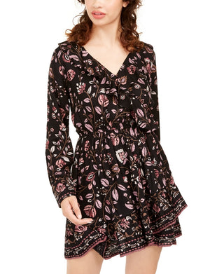 Vestido American Rag Junior com babados e acabamento em babados, preto, tamanho pequeno