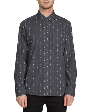 Camisa masculina Volcom com estampa Bonga, preta, tamanho grande