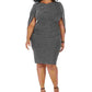 Vestido de capa feminino Betsy &amp; Adam Plus Size em malha metálica, preto, tamanho 20W