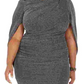 Vestido de capa feminino Betsy &amp; Adam Plus Size em malha metálica, preto, tamanho 20W