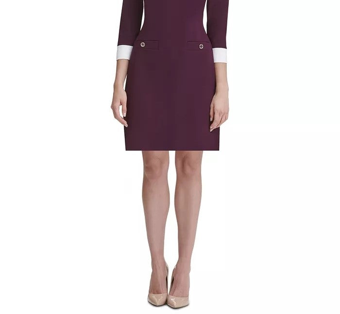 Vestido feminino Tommy Hilfiger com gola e alças finas, roxo, tamanho 14