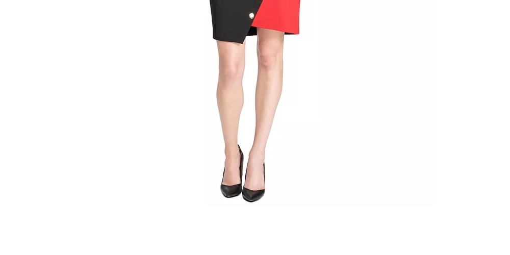 Vestido assimétrico com blocos de cores Tommy Hilfiger feminino, preto, tamanho 6