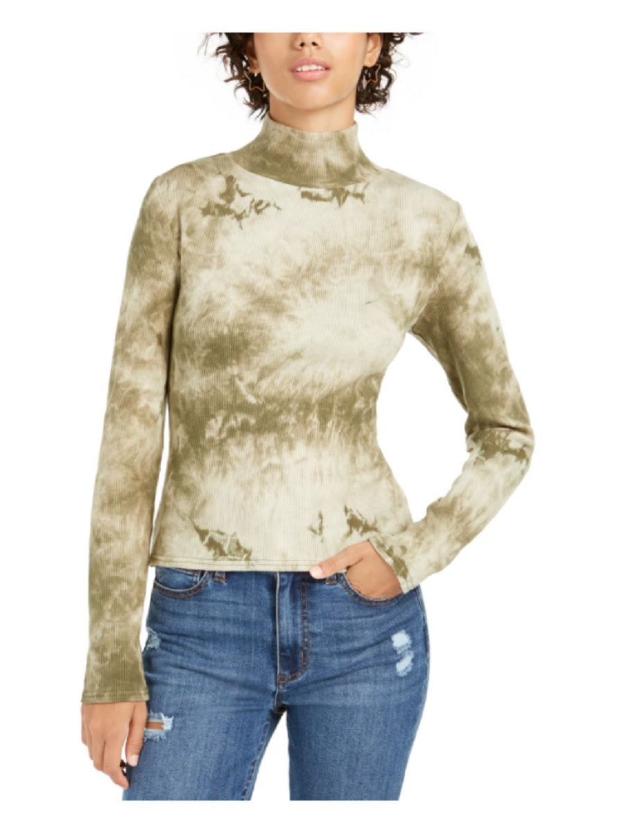 Planet Gold Junior's Tie Dye Mock Neck Top Verde Tamanho X-G