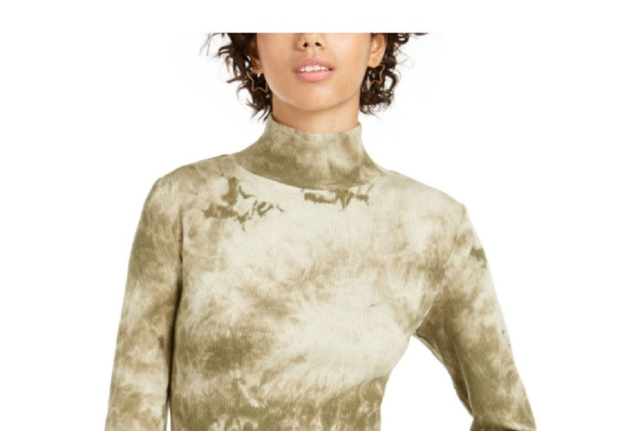 Planet Gold Junior's Tie Dye Mock Neck Top Verde Tamanho X-G