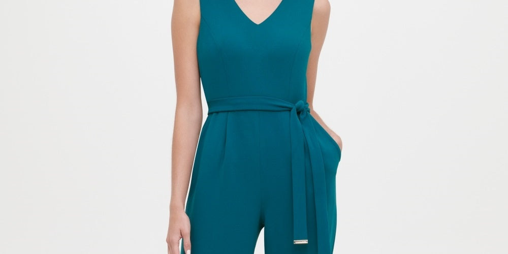 Macacão Tommy Hilfiger Feminino com Cinto e Gola V Verde Tamanho 6