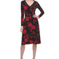 Vestido feminino Tommy Hilfiger com estampa floral, justo e evasê, preto, tamanho 10