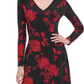 Vestido feminino Tommy Hilfiger com estampa floral, justo e evasê, preto, tamanho 10