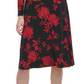 Vestido feminino Tommy Hilfiger com estampa floral, justo e evasê, preto, tamanho 10