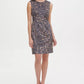 Vestido curto feminino Tommy Hilfiger de camurça sintética e leopardo, tamanho 10, marrom