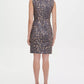 Vestido curto feminino Tommy Hilfiger de camurça sintética e leopardo, tamanho 10, marrom