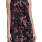 Vestido feminino Tommy Hilfiger com decote simulado e estampa floral em chiffon, roxo, tamanho 10