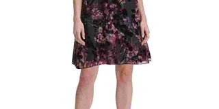 Vestido feminino Tommy Hilfiger com decote simulado e estampa floral em chiffon, roxo, tamanho 10