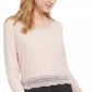 Top com acabamento em renda Planet Gold Juniors, rosa, tamanho médio