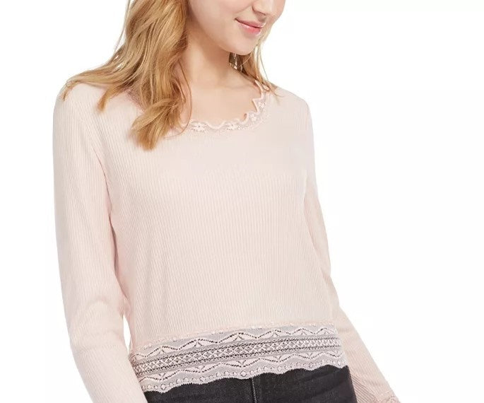 Top com acabamento em renda Planet Gold Juniors, rosa, tamanho médio