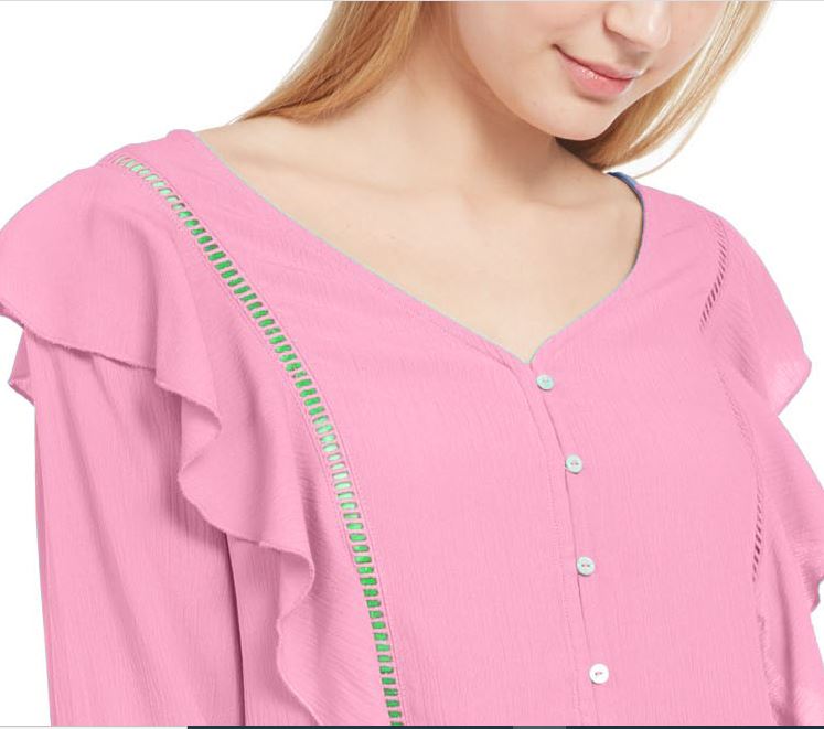 Top infantil com babados e jacquard Planet Gold, rosa, tamanho médio