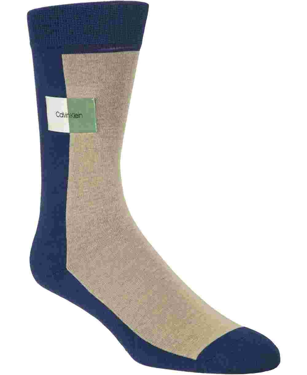 Meias sociais Calvin Klein Colorblock masculinas azul-marinho tamanho 7-12