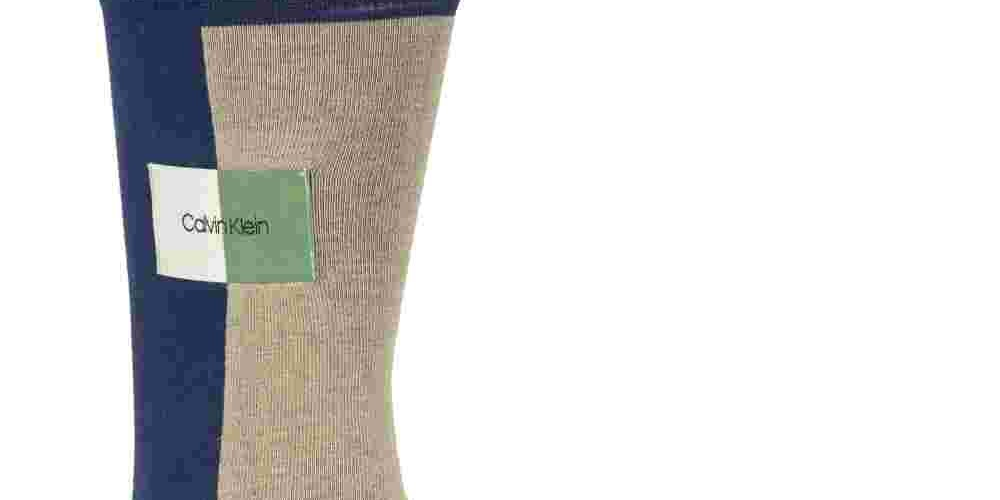 Meias sociais Calvin Klein Colorblock masculinas azul-marinho tamanho 7-12