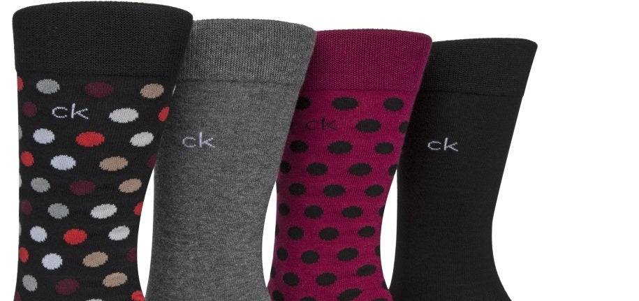 Calvin Klein Performance Meias Masculinas Polka Dot Crew Pretas - Tamanho 7-12