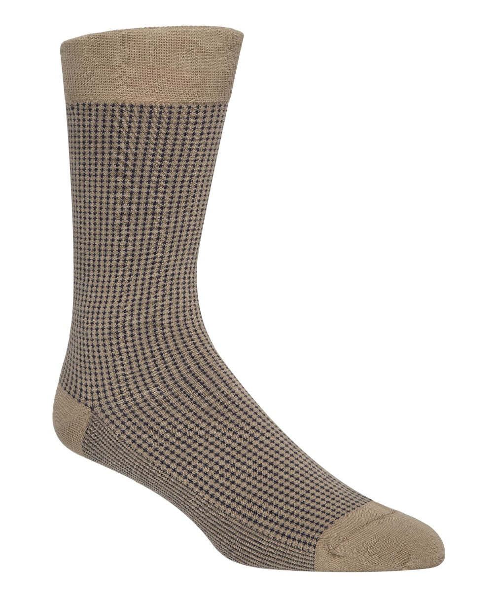 Meias Cole Haan Masculinas Xadrez Crew Marrom Tamanho Regular