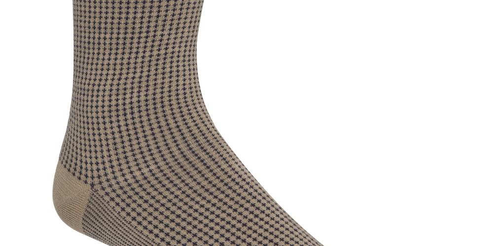 Meias Cole Haan Masculinas Xadrez Crew Marrom Tamanho Regular