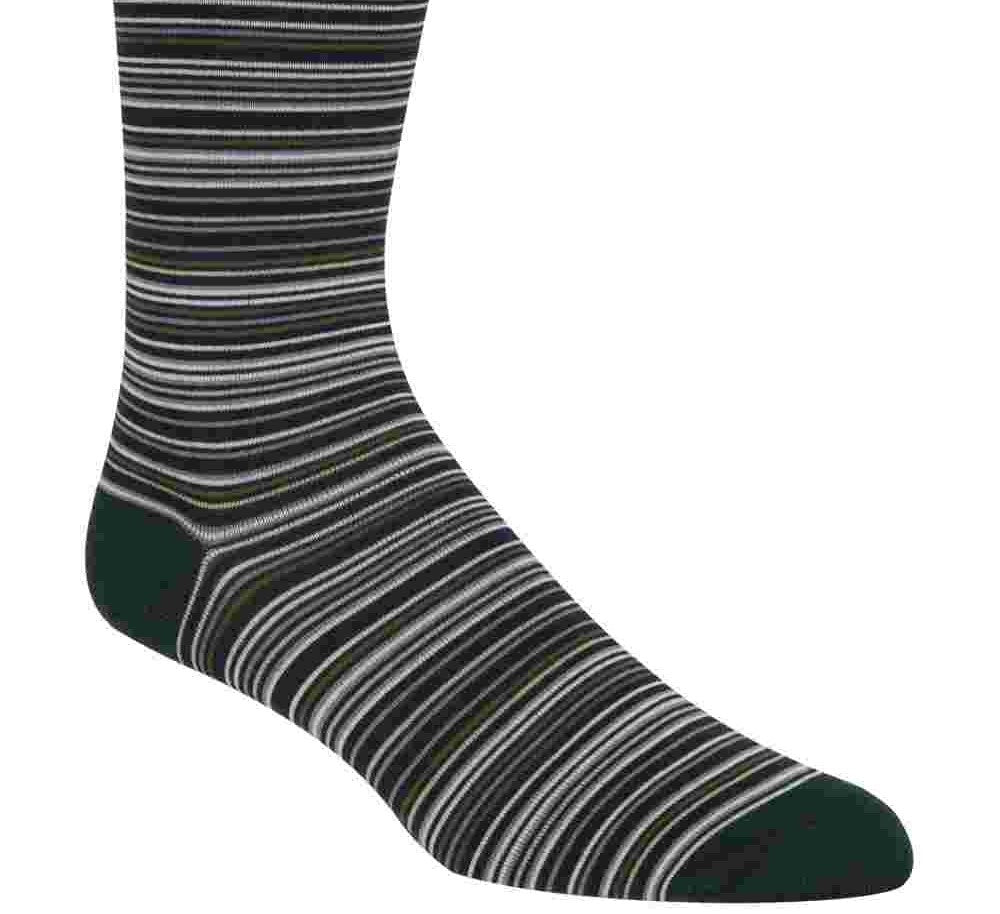Meias Cole Haan Multi Stripe Crew Masculinas Verde Escuro Tamanho Regular