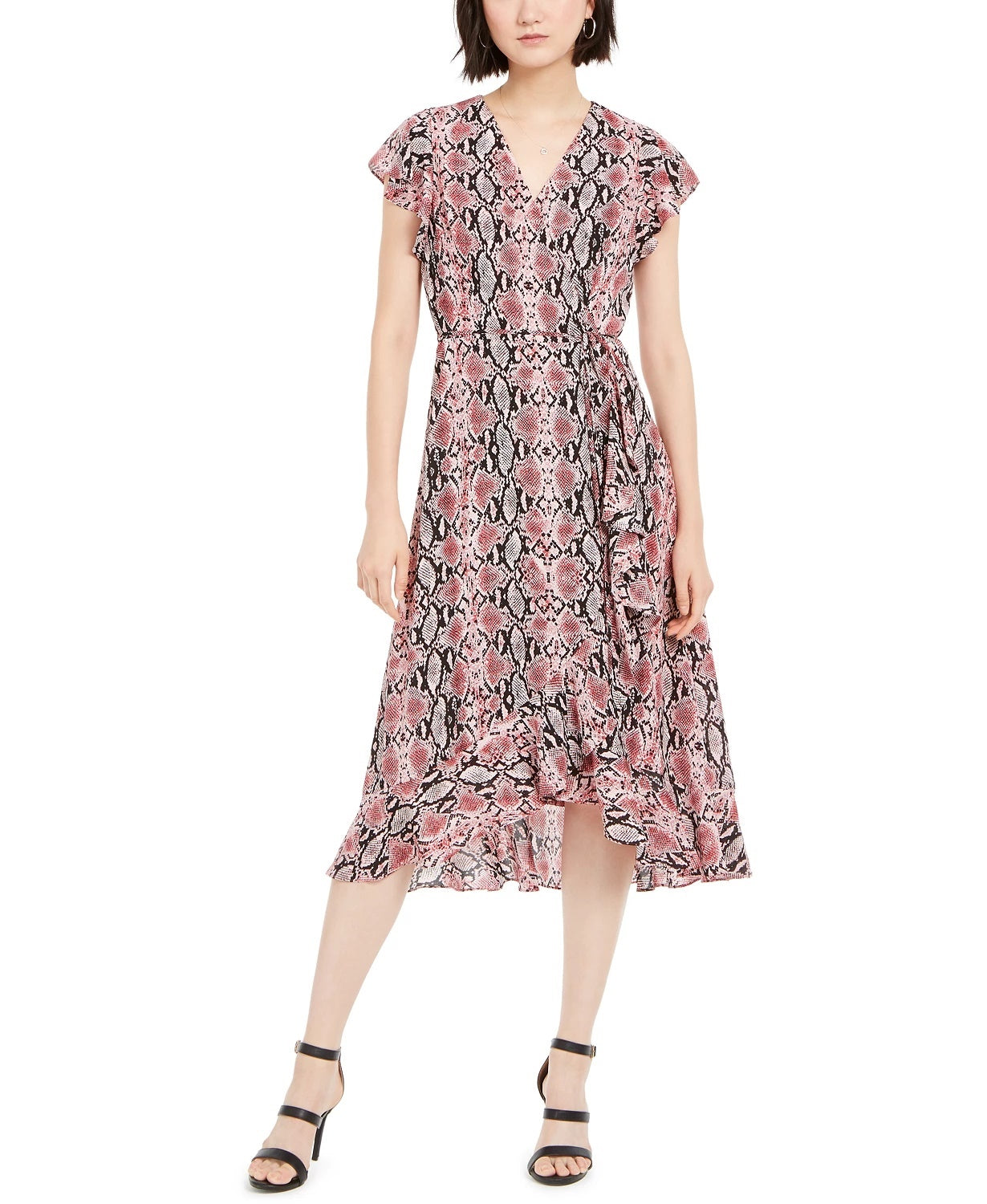 Vestido feminino com estampa de pele de cobra Adrianna Papell, vermelho, tamanho 6