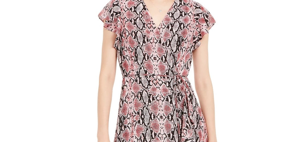 Vestido feminino com estampa de pele de cobra Adrianna Papell, vermelho, tamanho 6