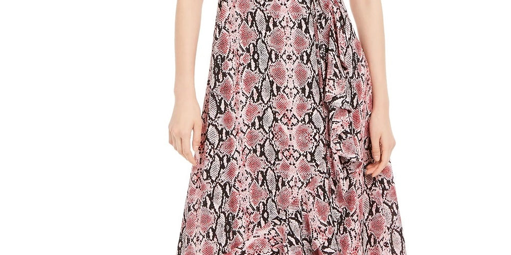 Vestido feminino com estampa de pele de cobra Adrianna Papell, vermelho, tamanho 6