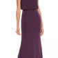 Vestido de festa feminino Adrianna Papell, com fenda, liso, sem mangas, gola alta, bainha longa, perna reta, roxo, tamanho 4