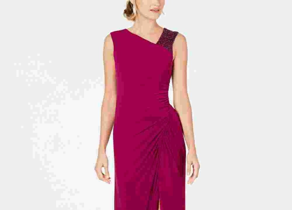 Vestido assimétrico feminino Adrianna Papell, rosa escuro, tamanho 8