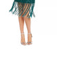 Vestido de coquetel curto com franjas e miçangas, sem mangas, gola redonda, verde, tamanho 2, para mulheres, Adrianna Papell