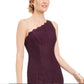 Vestido de renda de um ombro só feminino Adrianna Papell, roxo, tamanho 10