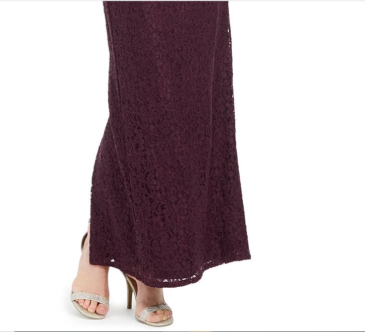 Vestido de renda de um ombro só feminino Adrianna Papell, roxo, tamanho 10