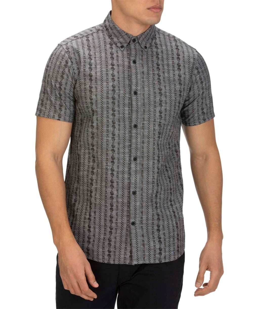 Camisa Hurley Masculina Tailored Fit Stamps 2.0 Estampada Manga Curta Cinza Tamanho XX-G