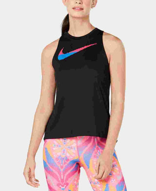 Camiseta regata de corrida Nike Dri-FIT com logo estampado e costas nadador, tamanho grande, cor carvão
