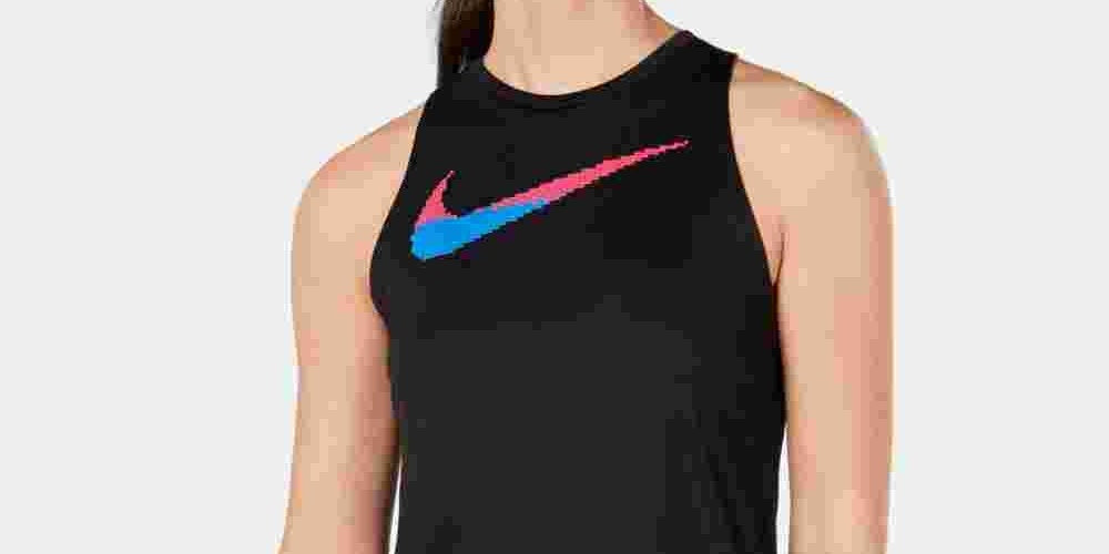 Camiseta regata de corrida Nike Dri-FIT com logo estampado e costas nadador, tamanho grande, cor carvão