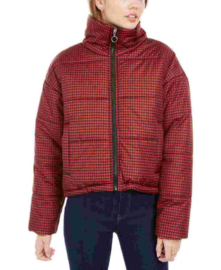 Casaco Puffer Xadrez Rosa Celebrity Junior Vermelho Tamanho Pequeno