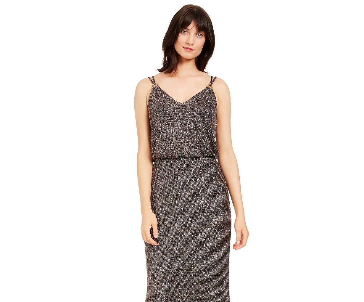 Blusa Feminina Calvin Klein Metallic Cinza Escuro Tamanho 8