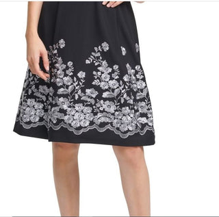 Vestido Calvin Klein Feminino Bordado A-Line Cinza Tamanho 4