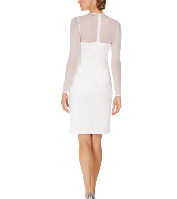 Vestido Calvin Klein Feminino Illusion Detail Branco Tamanho 12