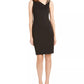 Vestido de coquetel Calvin Klein feminino, decote em V, acima do joelho, preto, tamanho 16