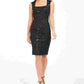 Vestido Calvin Klein Feminino com Decote Quadrado e Lantejoulas, Preto, Tamanho 10