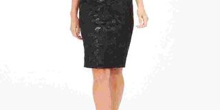 Vestido Calvin Klein Feminino com Decote Quadrado e Lantejoulas, Preto, Tamanho 10